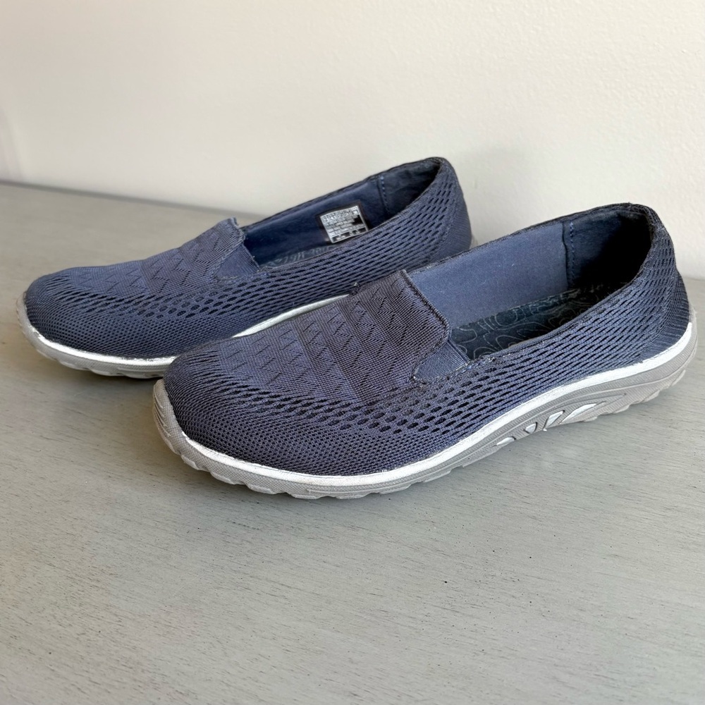 Skechers Reggae Fest Willows Blue Slip On Comfort Loafer Shoes Women Size 7.5